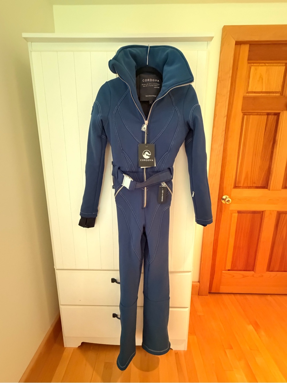 NWT Cordova Navy Blue Belted Ski Suit